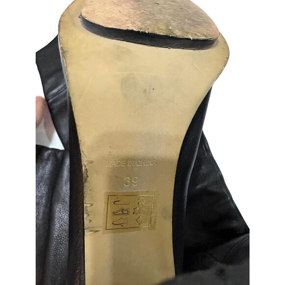 Reiss Women's Black Pull On Knee High Round Toe Leather Boots Size 39 EUR‎ - Picture 6 of 7